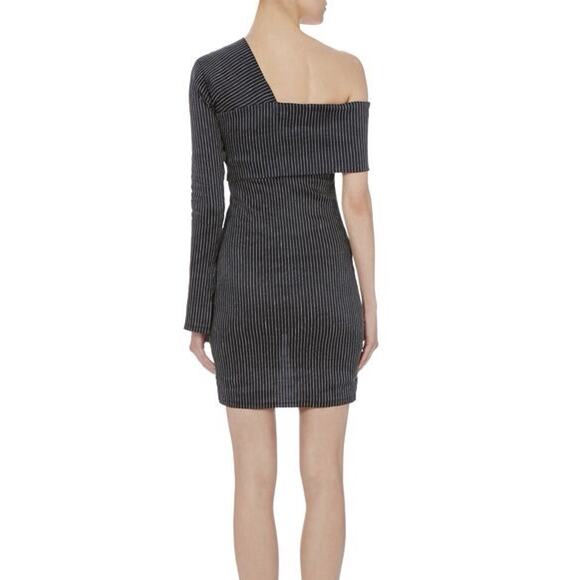 Beaufille Pinstripe One Shoulder Mini Dress - Picture 2 of 9